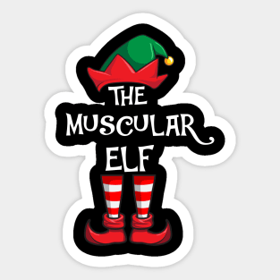 Muscular Elf Matching Family Christmas Workout Sticker